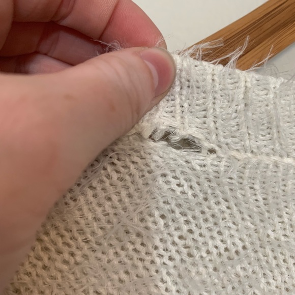 Gypsy Warrior Colorblock Cream Black Fuzzy Sweater - Picture 4 of 6